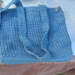 The Sak Handcrafted Blue Crochet Tote Bag